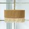 Hello Honey® 16" Brown Coastal Pendant Lamp with Natural Paper Rope Shade, Fringe Detail and Iron Base